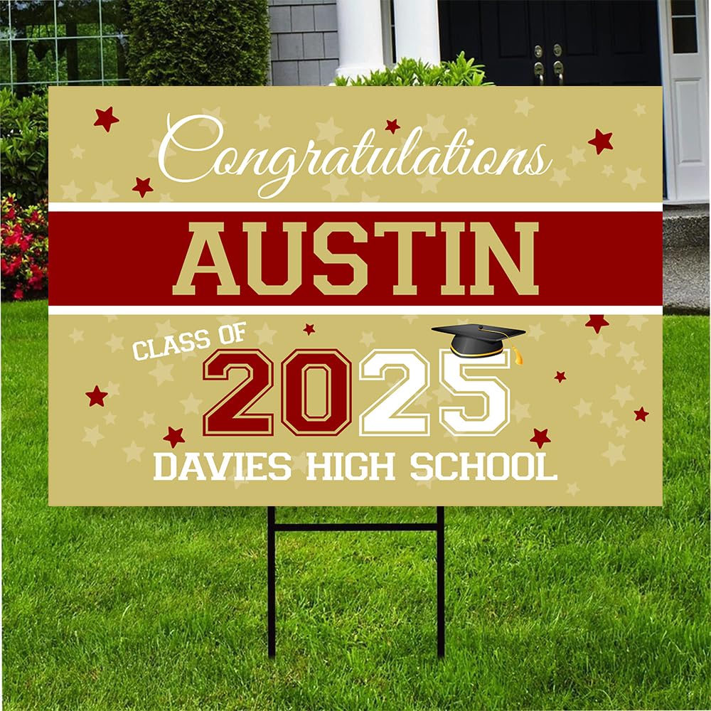 2025 Personalized Graduation Yard Sign - Custom Senior Graduate Corrugated Banner for College & High School - Perfect for Outdoor Lawn Decorations & Party Celebrations