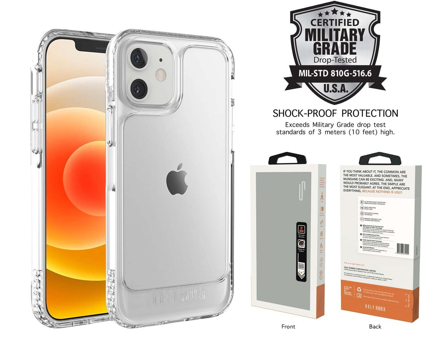 Ugly Rubber U Model Bumper Clear Case for iPhone 11 - Shockproof Protective Cover for Everyday Use & Outdoor Activities