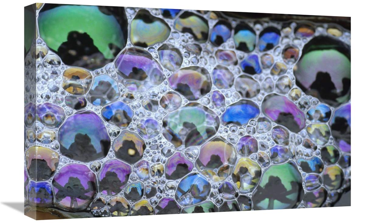 Vibrant Rainbow-Colored Bubbles Canvas Wall Art - 24x16 Inches - California Inspired Home Decor for Living Room, Bedroom & Office