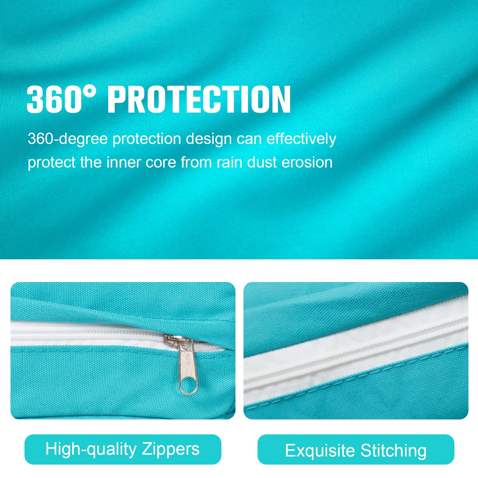 7-Piece Outdoor Cushion Covers Set for Patio Furniture - Water-Resistant Replacement Slipcovers for Rattan Sectional Sofa with Zipper Closure (Turquoise, 14