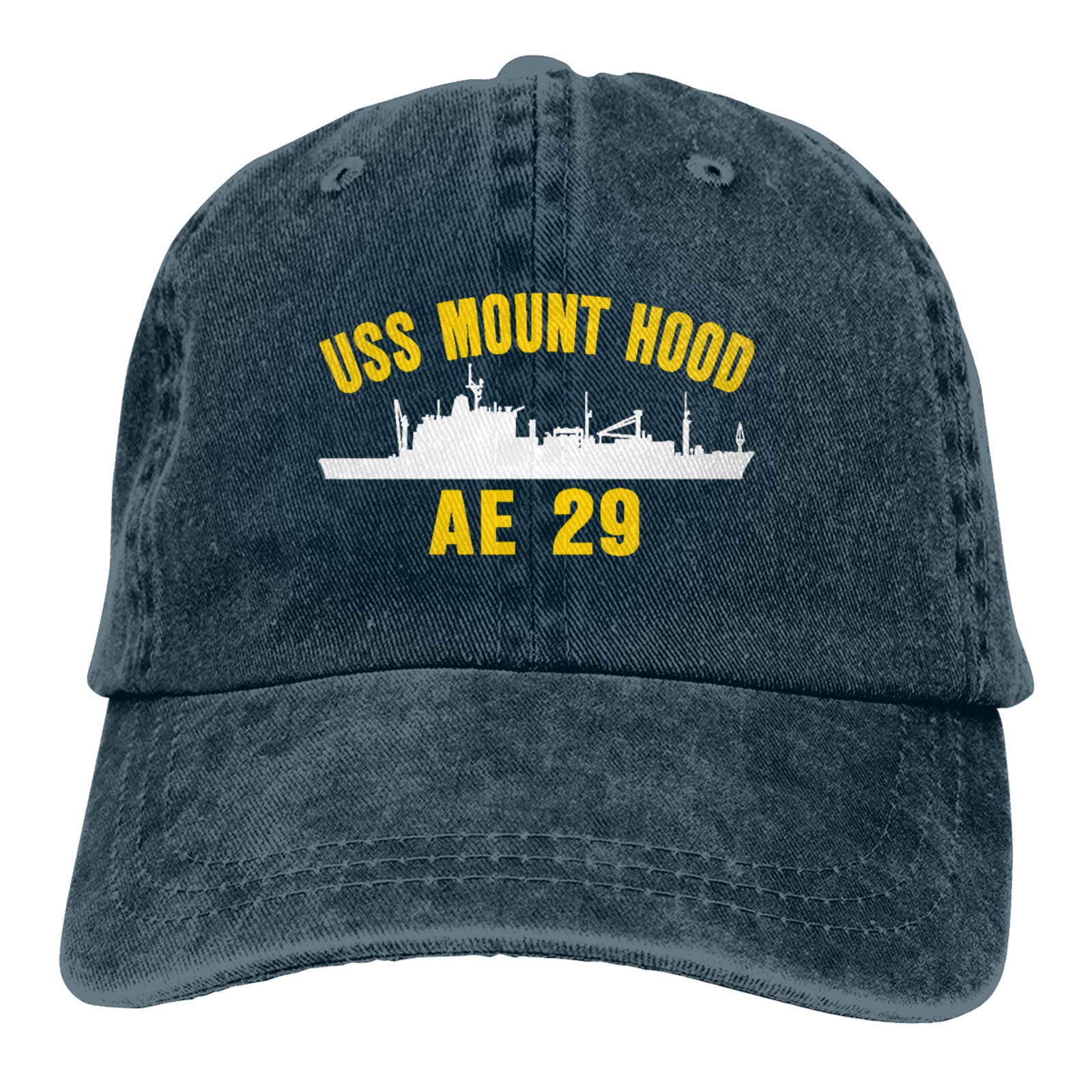 USS Mount Hood AE-29 Vintage Denim Cowboy Hat - Classic Dad Jeans Style Baseball Cap for Men - Perfect for Western Rides, Country Music Festivals & Casual Outfits