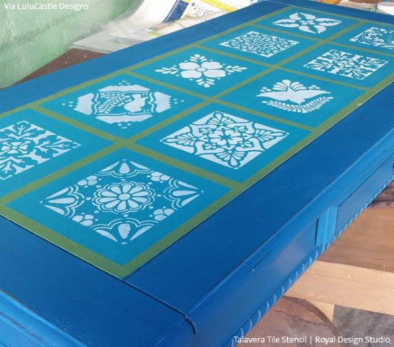 Authentic Talavera Tiles - Hand-Painted Mexican Wall & Furniture Stencils for Home Decor, Kitchen Backsplash, and Bathroom Renovation