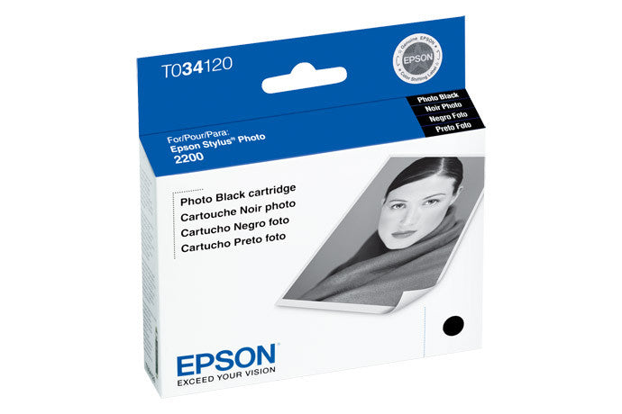 Epson T034120 2200 Photo Black Ink Cartridge - High-Quality Replacement for Photo Printing | Perfect for Epson Printers, Home Office & Professional Photography