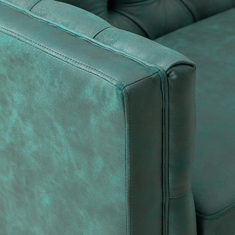 84'' Vegan Leather Tufted Sofa - Modern Faux Leather Couch for Living Room, Office & Lounge - Comfortable Mid-Century Style Sectional with Button Tufting