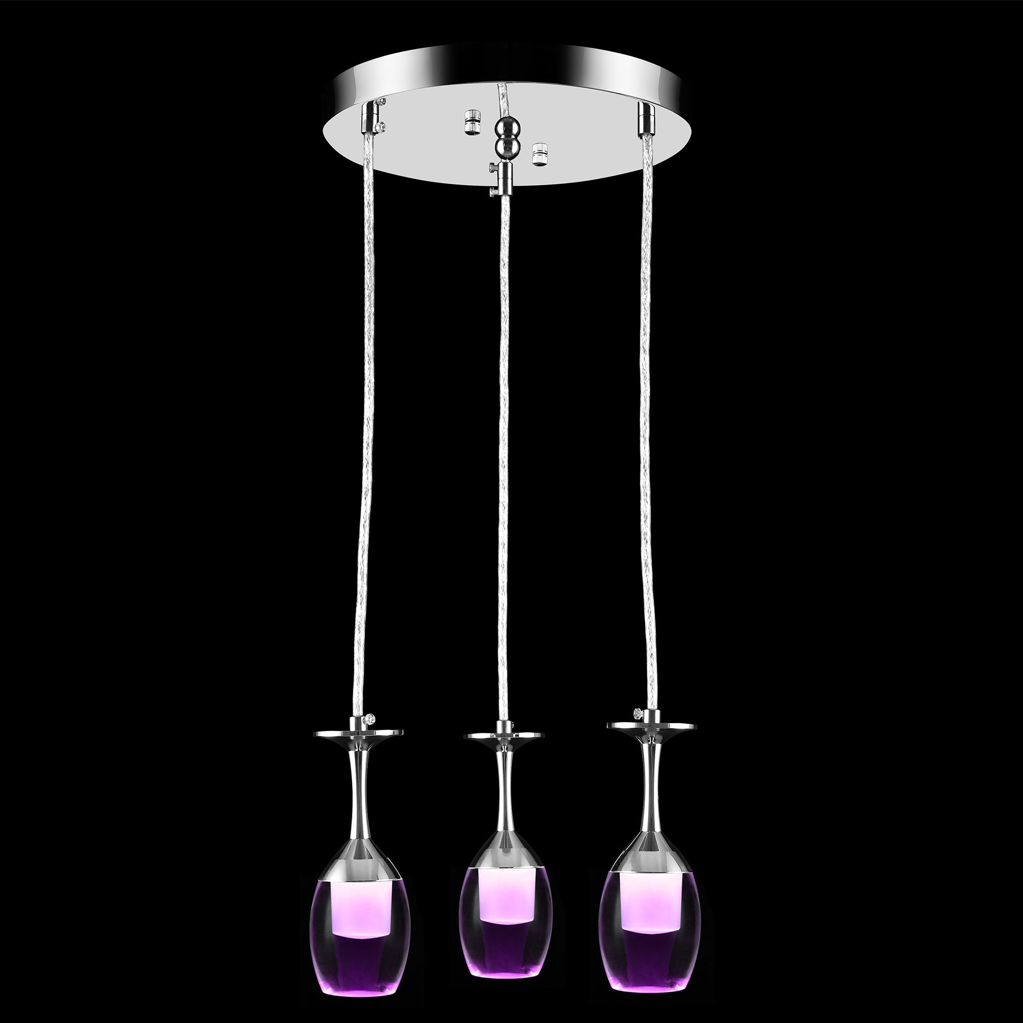 Bacchus Clear Acrylic Red Wine Glass Shaped Smart RGB Pendant Light - Modern LED Hanging Lamp for Dining Room, Bar, and Home Decor