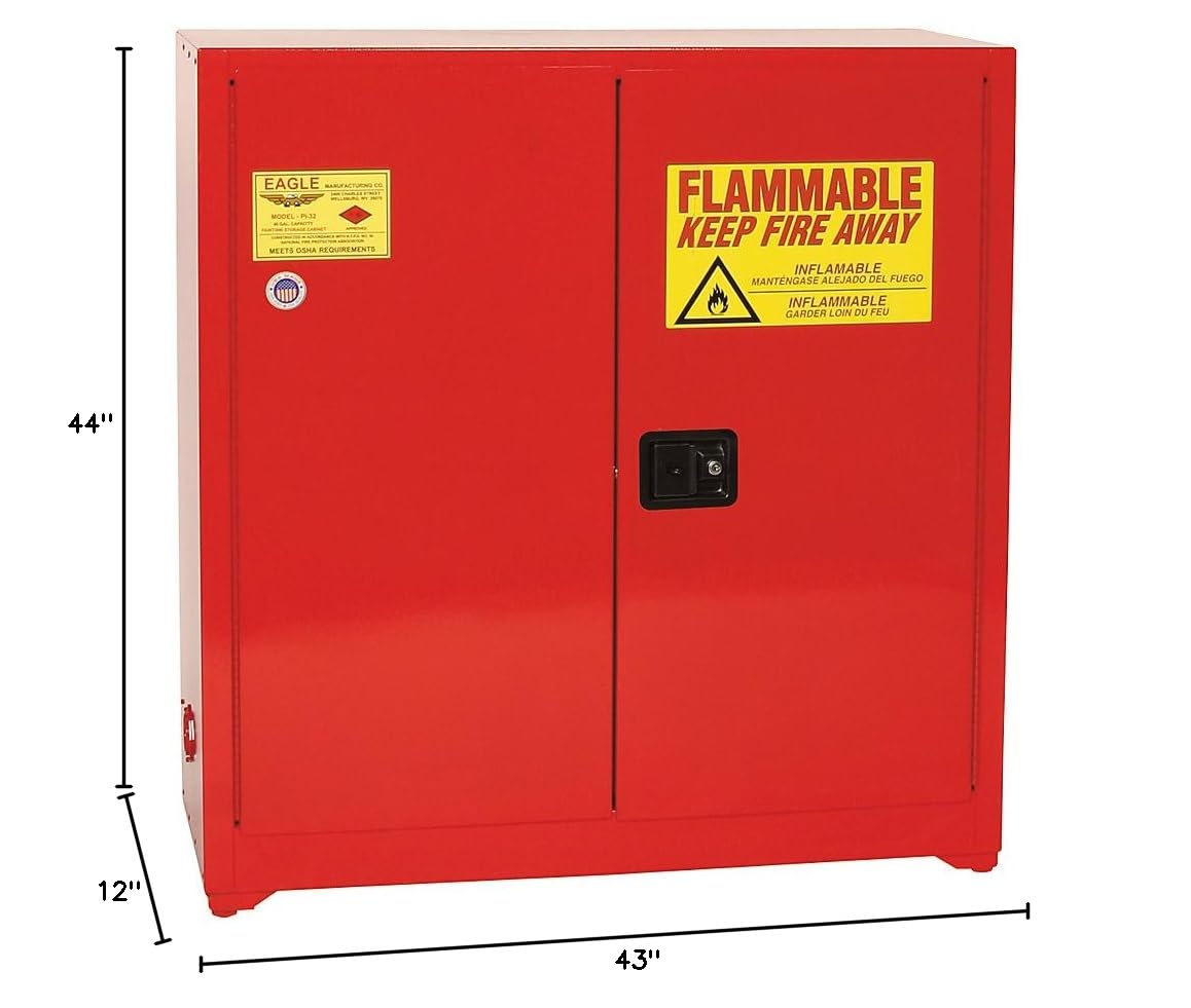 1976 Eagle 24-Gallon Red Aerosol Storage Cabinet - Fireproof Chemical Storage for Workshops & Garages