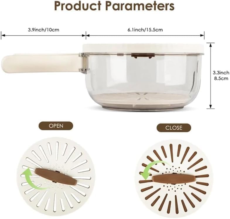 Cuzykitchen 2-in-1 Fruit Washing Bowl with Strainer & Lid - Foldable Vegetable Drainer Container with Handle for Kitchen & Picnics (Brown, 1pc) - Perfect for Washing Berries, Salad Greens & Fresh Produce