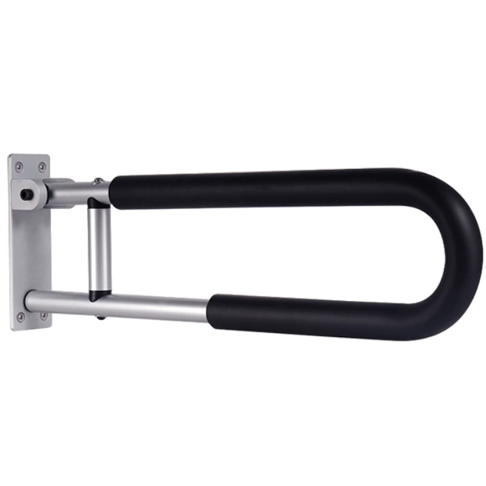 Flip-Up Bathroom Grab Bar - Adjustable Toilet Safety Rail with Screw-In Installation for Elderly & Disabled - Home Health Care Equipment for Bathroom Safety & Accessibility