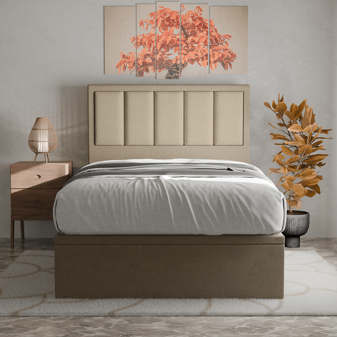 Marley Fabric Storage Bed - Water Repellent Queen Size Platform Bed Frame with Underbed Storage | Space Saving Bedroom Furniture for Small Apartments & Dorm Rooms