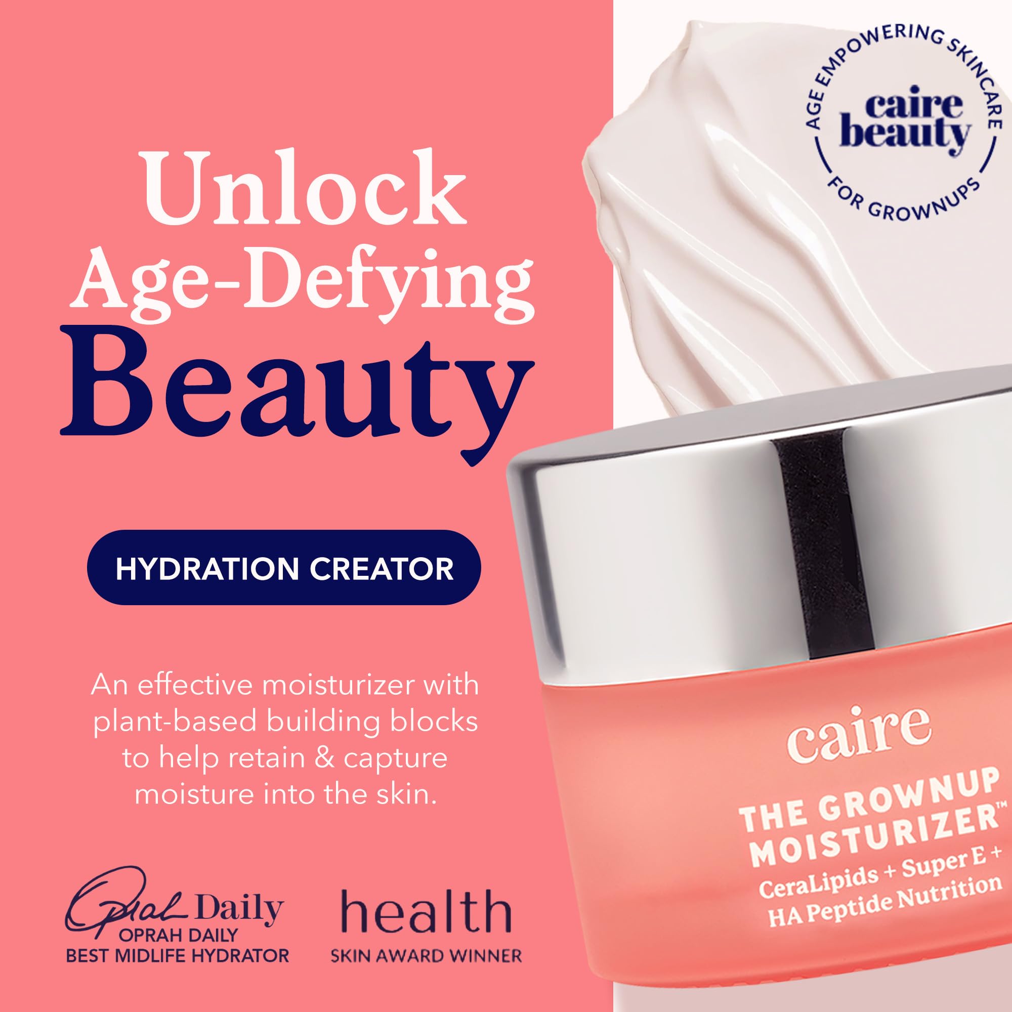Caire 'Own Your Age' Bioavailable Hyaluronic Acid Collagen Peptide Serum & Pro-Aging Moisturizer Bundle | Anti-Wrinkle Treatment for Face, Eyes & Neck | 30ml + 15ml | Hydrating Skincare Set for Mature Skin | Perfect for Night Routine & Daily Anti-Aging Care