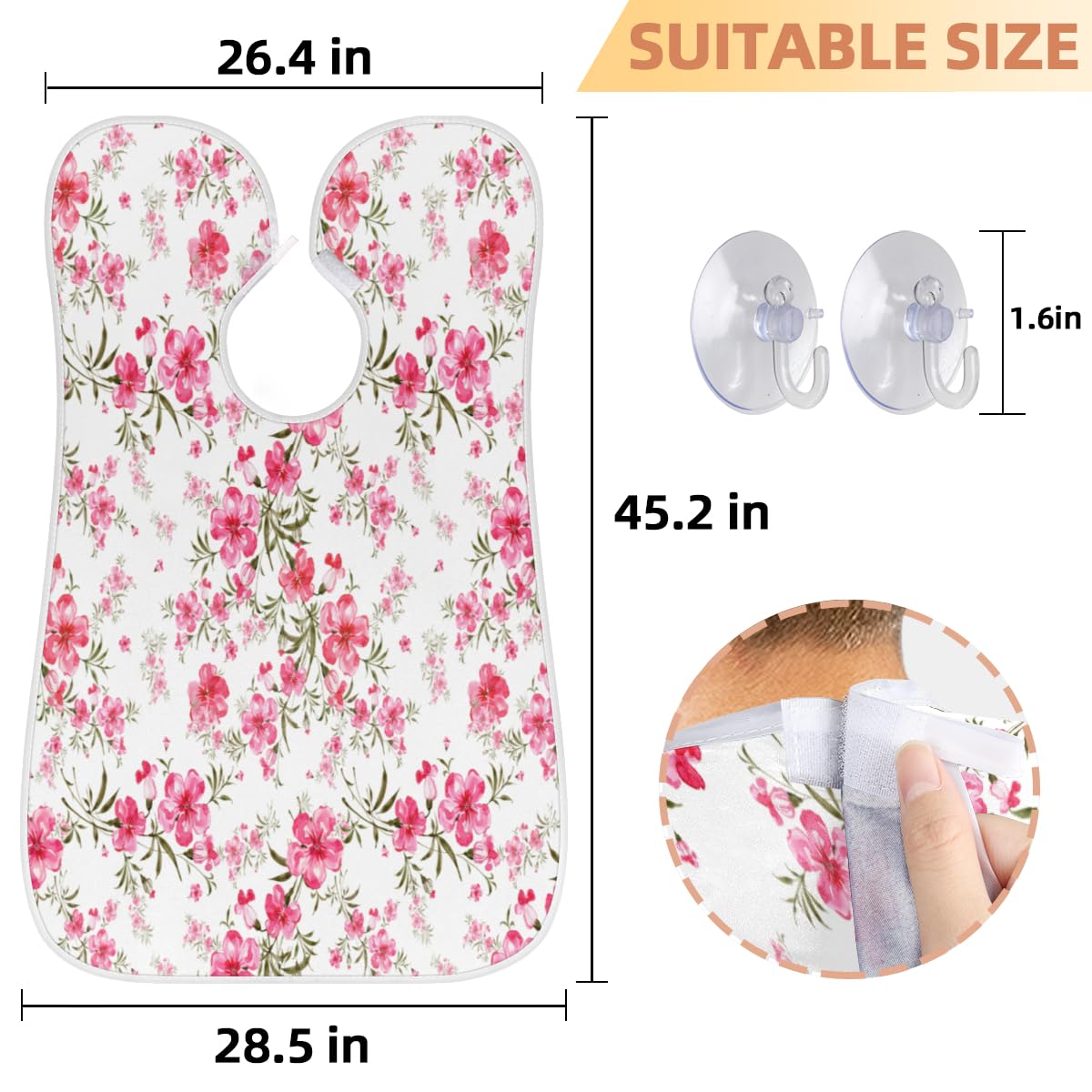 Waterproof Red Floral Beard Bib for Men - Non-Stick Shaving Apron with Suction Cups, Hair Catcher Cape for Grooming - Perfect Gift for Husband & Dad (Birthday, Father's Day) - Ideal for Home Barbering & DIY Trims