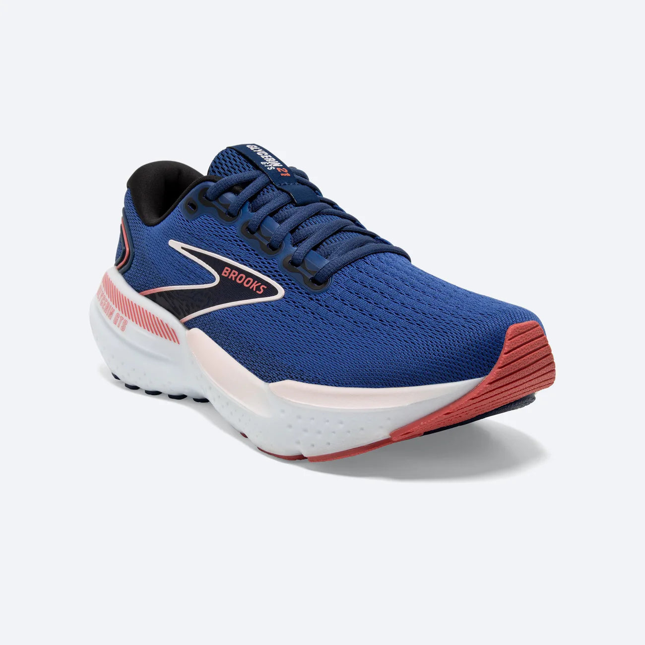 Brooks Women's Glycerin GTS 21 Running Shoes - Cushioned Support for Neutral Runners, Blue/Icy Pink/Rose | Perfect for Jogging, Gym Workouts & Daily Walking