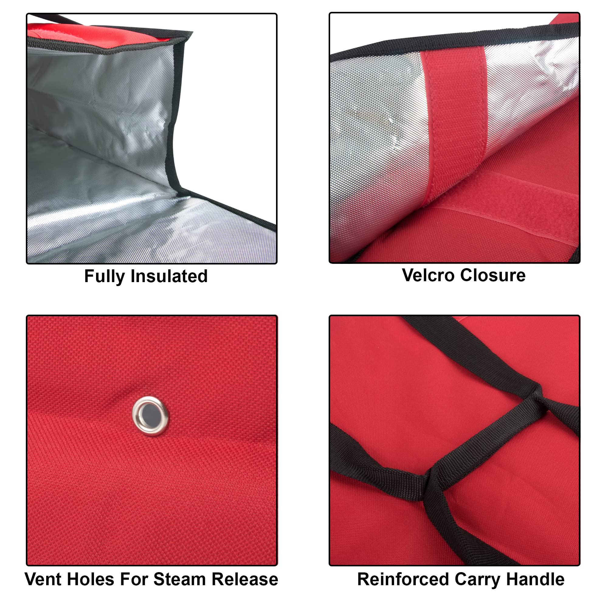 **Insulated Pizza Delivery Bag 20x20x6 - Professional & Personal Use - Keeps Pizza Hot & Fresh - Perfect for Food Delivery, Catering & Outdoor Events (Red)**