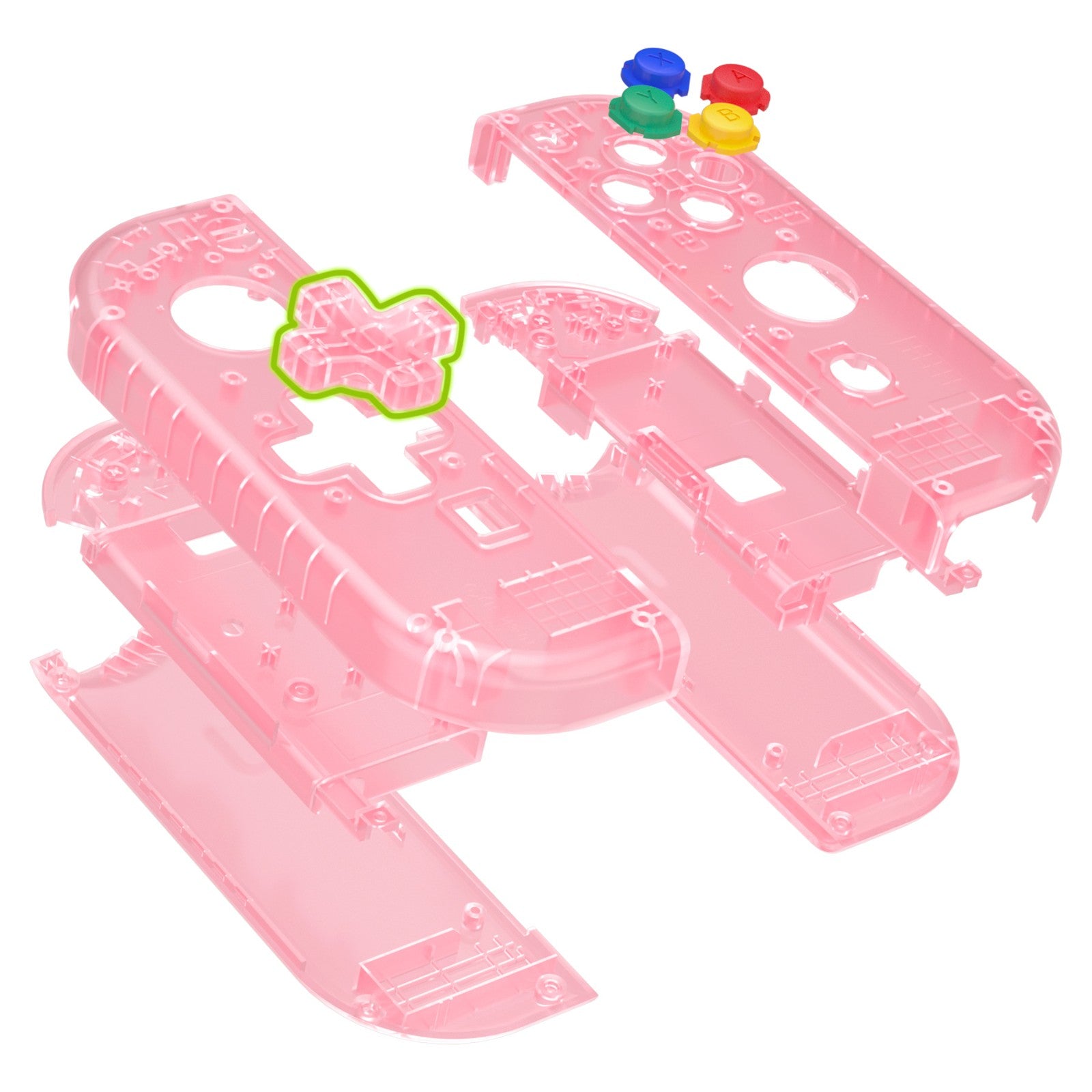 eXtremeRate Cherry Pink D-Pad Replacement Shell Case with Buttons for Nintendo Switch Joy-Con - Custom Controller Shell for Enhanced Gaming Experience