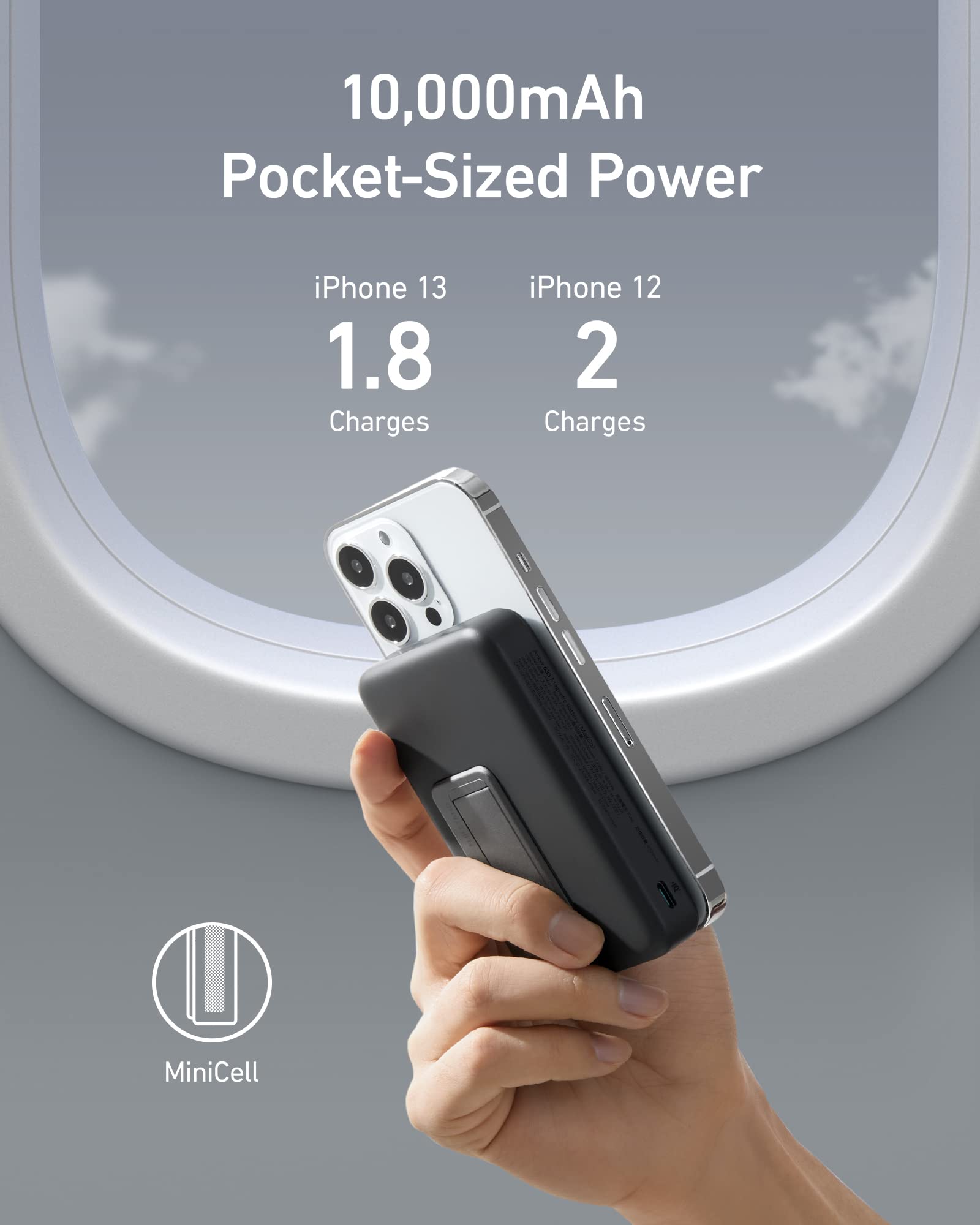 Anker 633 Magnetic Battery - 10,000mAh Foldable Wireless Portable Charger with Stand | 20W USB-C PD Power Bank | Magsafe-Compatible for iPhone 16/15/14/13/12 Series | Perfect for Travel, Office & On-the-Go Charging