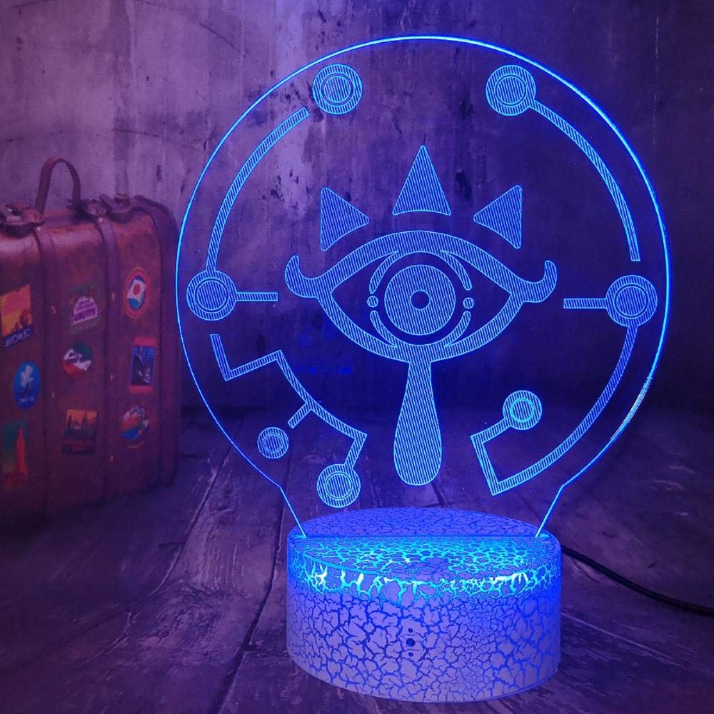 3D LED Night Light Lamp - 7 Color Changing Zelda Themed Acrylic Crackle Desk Lamp for Kids Room Decor, Birthday Gift & Bedroom Atmosphere Lighting - Touch Control Gaming Novelty Light by TIEHENG (Perfect for Gaming Rooms, Kids Bedrooms & Themed Party Decorations)