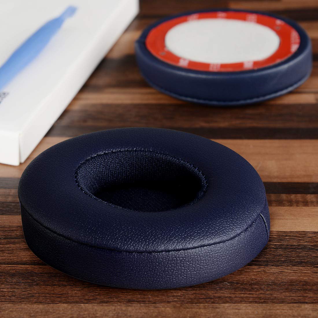 Geekria QuickFit Replacement Ear Pads for Beats Solo 3 Wireless On-Ear Headphones - Navy Blue Memory Foam Ear Cushions Repair Parts - Perfect for Gaming, Workouts & Travel Comfort