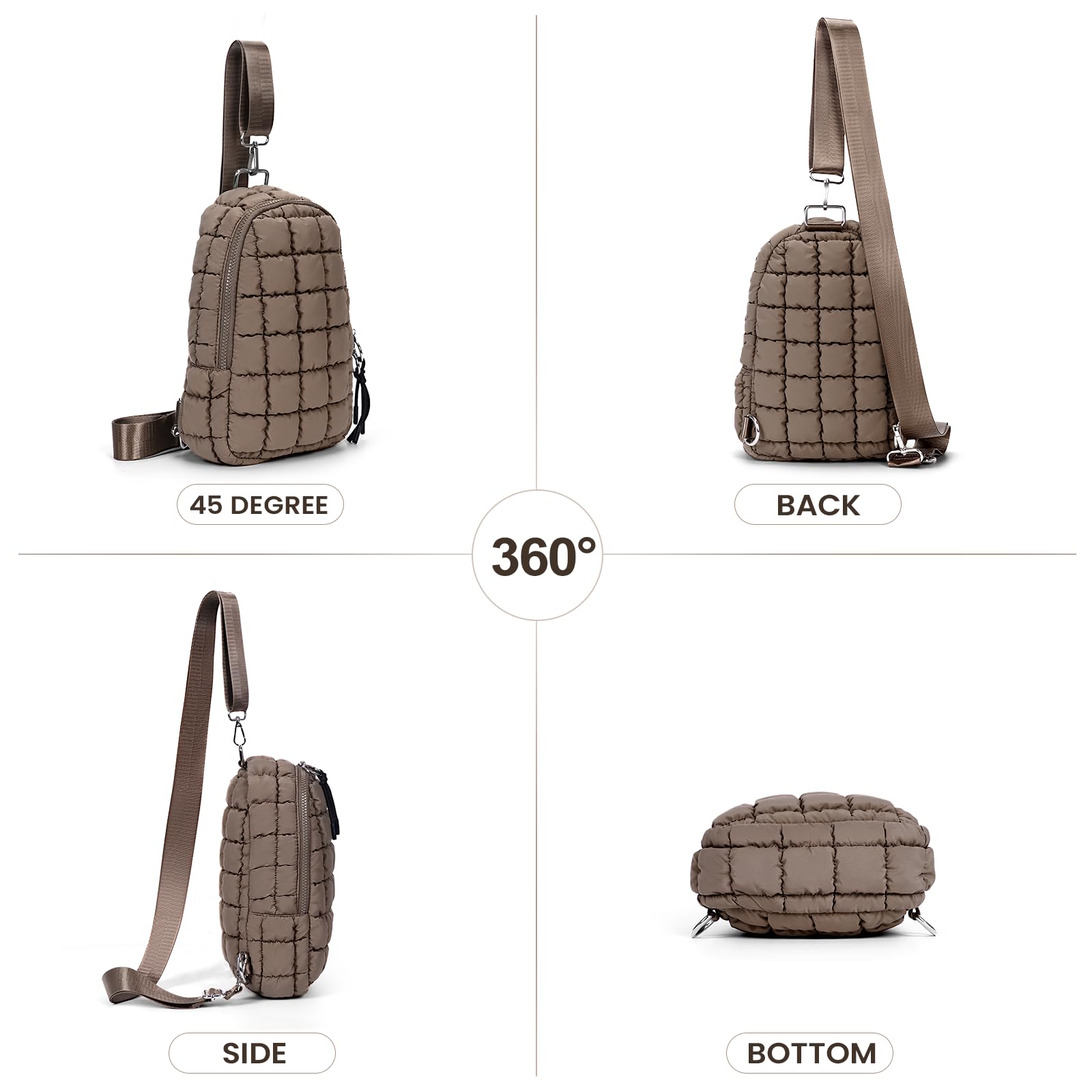 YFGBCX Quilted Puffer Sling Bag for Women - Stylish Crossbody Purse, Fanny Pack & Chest Bag - Perfect for Travel, Shopping & Daily Use