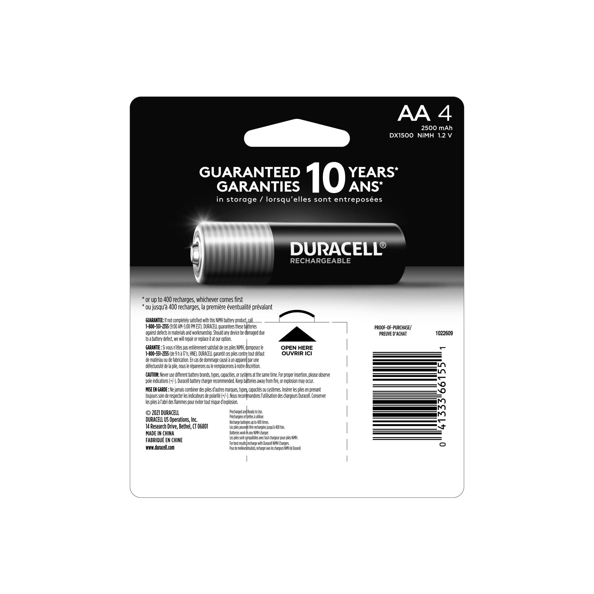 Duracell StayCharged AA Rechargeable Batteries - 4 Pack High Capacity NiMH with Power Indicator - Perfect for Cameras, Gaming Controllers & Smart Home Devices