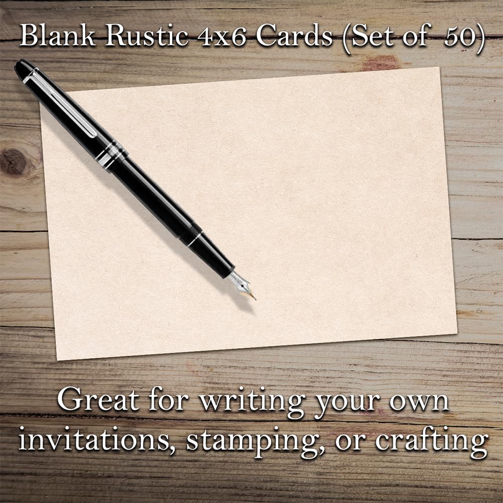 50-Pack Kraft Paper Blank Cards - 4x6 Rustic Stationery for Invitations, Notes & DIY Projects - Eco-Friendly Party Supplies & Wedding Stationery - Perfect for Handwritten Messages, Greetings & Crafts