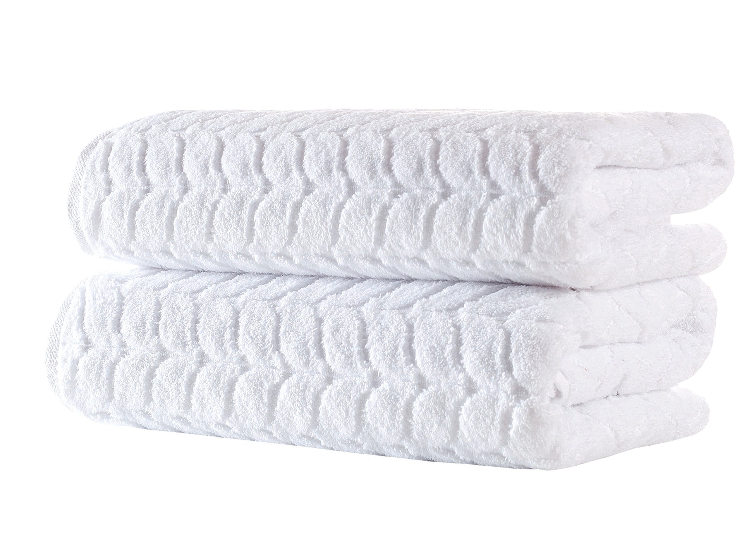 BAGNO MILANO Luxury Turkish Bath Towels Set - Soft Plush Jacquard, Quick Dry, Absorbent (White, Bath Sheet) for Spa, Hotel & Home Bathroom Use
