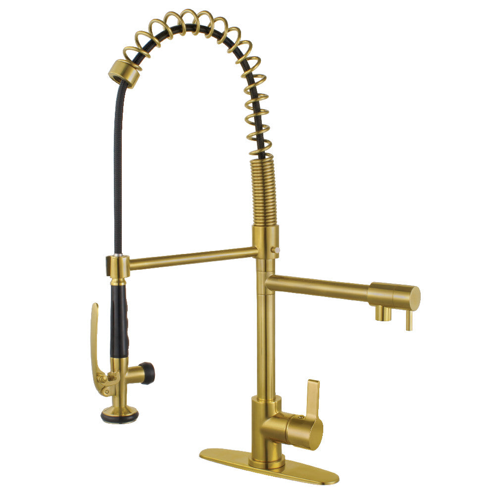 Gourmetier LS8505CTL Single Handle Pull Down Kitchen Faucet with Pre-Rinse Sprayer - High Arc Modern Design for Sink, Dishwashing & Food Prep (Brushed Nickel)