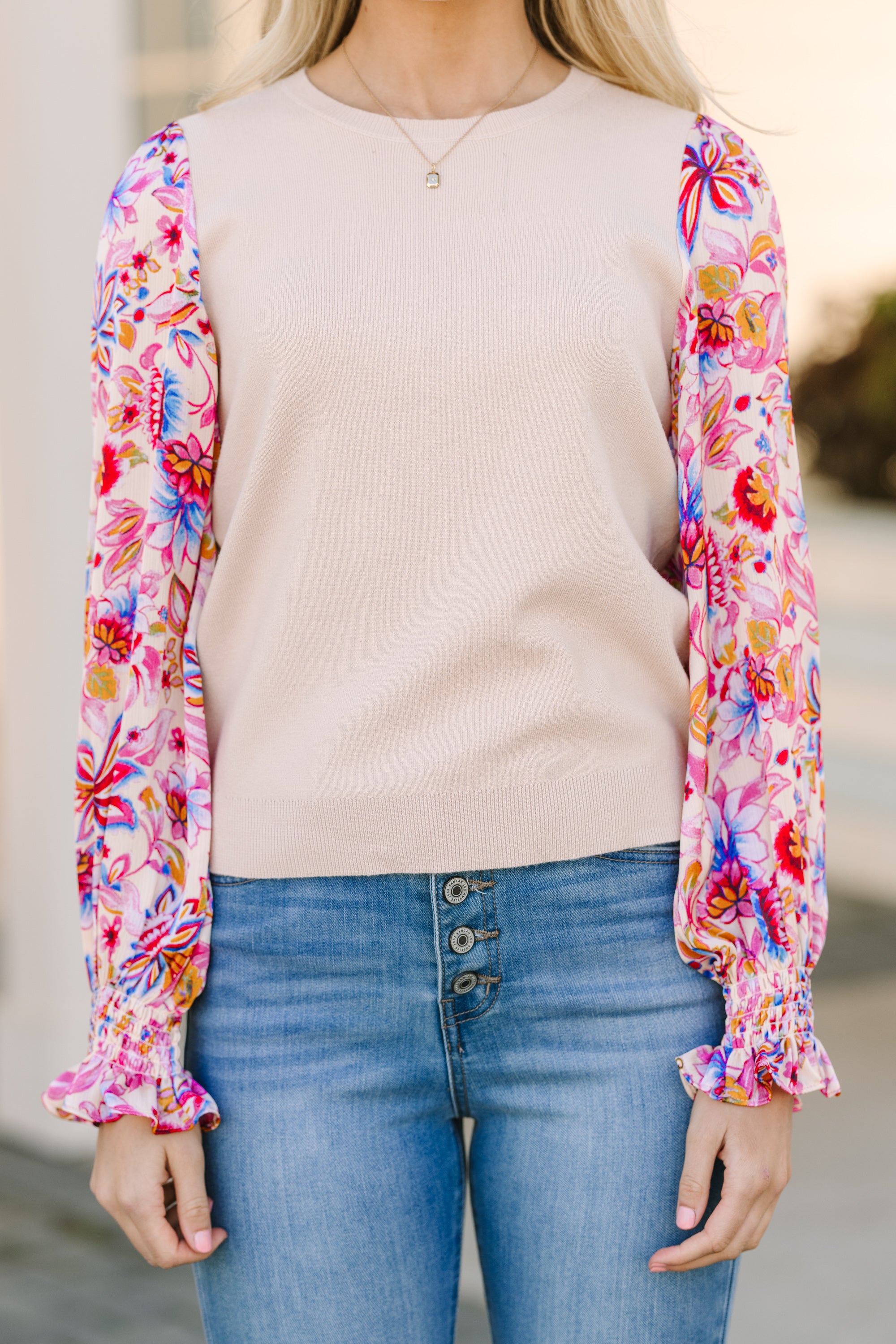 Best Bold Pink Floral Blouse for Women - Elegant Spring Summer Tops - Perfect for Office, Date Night & Casual Outings