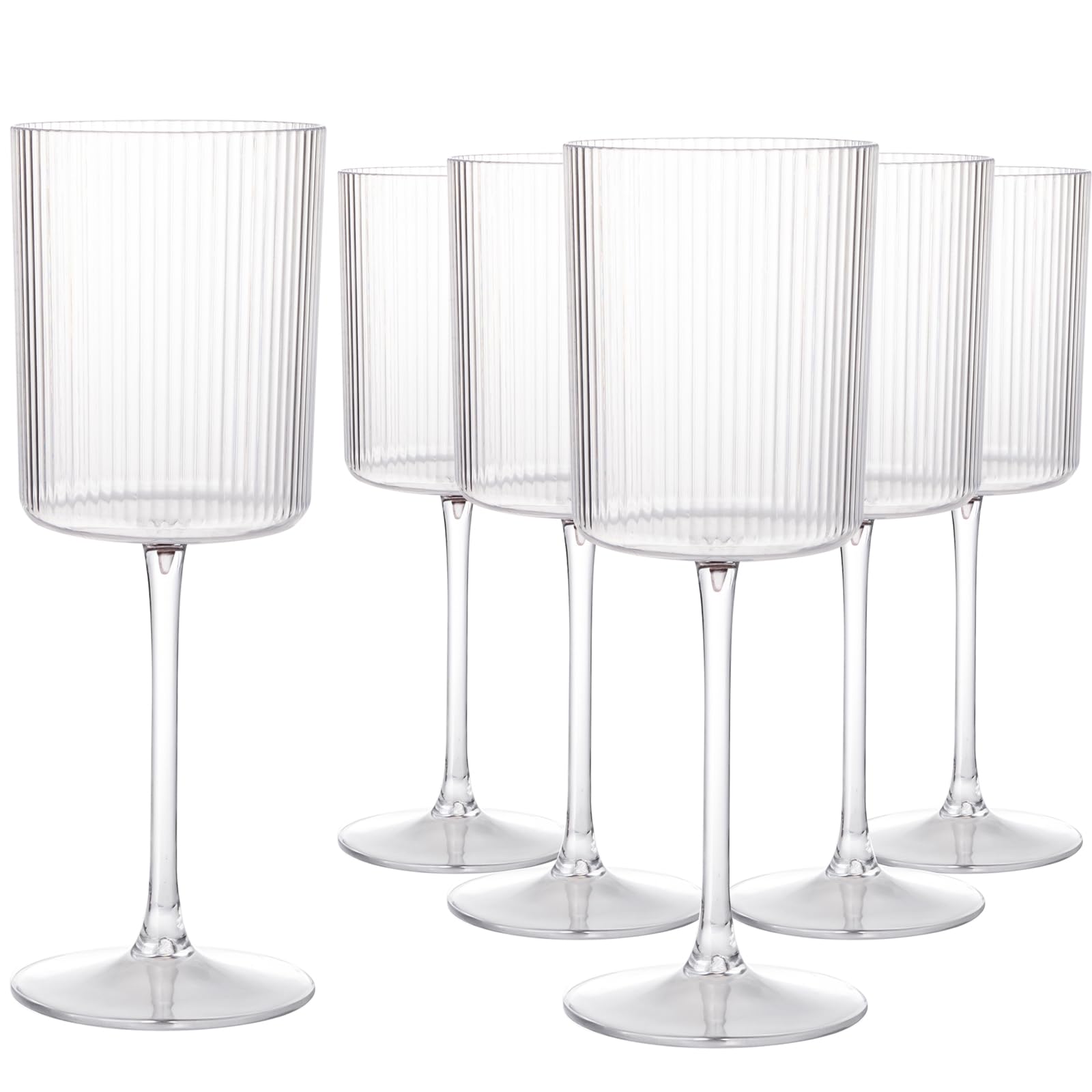 Ciaell 12-Pack Plastic Ribbed Wine Glasses - 10 oz Square Stemware for Champagne, Cocktails & Parties - Disposable Wedding, Bridal Shower & Event Cups - Elegant & Shatterproof Drinkware for Indoor/Outdoor Celebrations