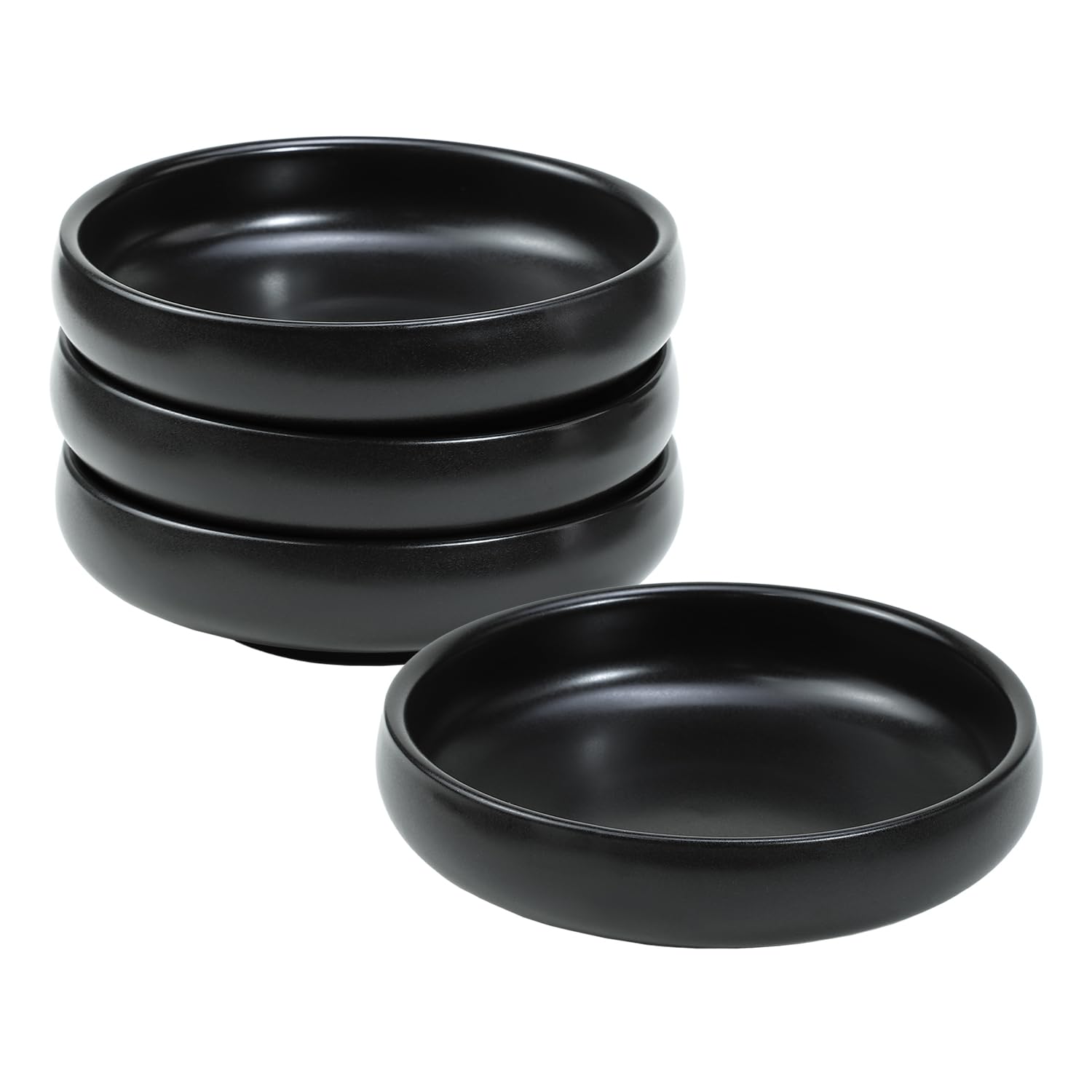Gaolinci Creative Zen Ceramic Plate Set of 4 - Round Smooth Glazed Side Dish for Snacks, Pickles & Appetizers - Perfect for Dinner Parties, Home Decor & Gift Giving