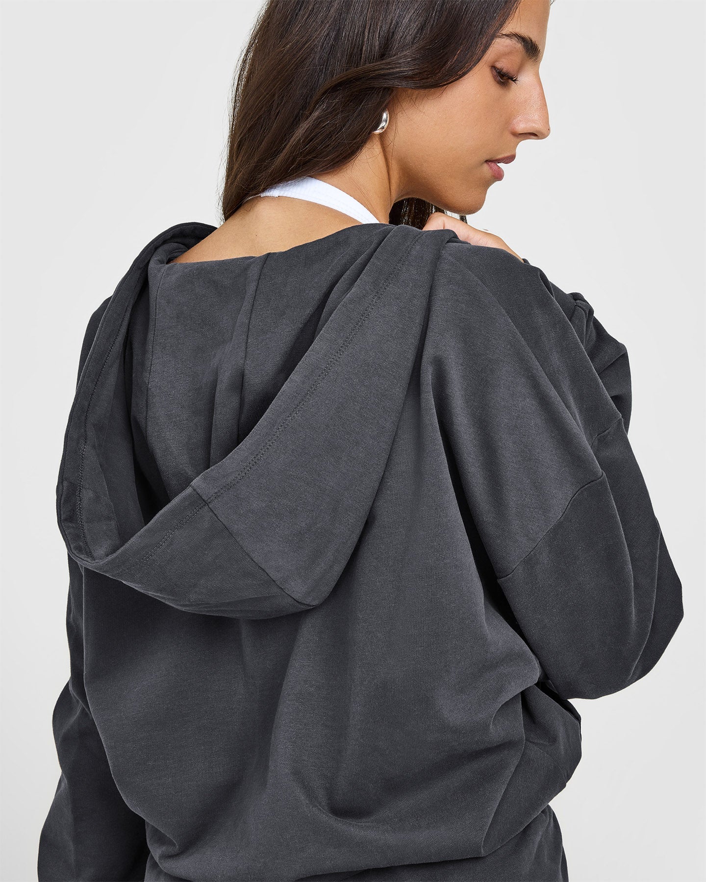 Lightweight Zip-Up Hoodie with Trendy Graphic Print - Perfect for Casual Wear & Outdoor Activities | Coal