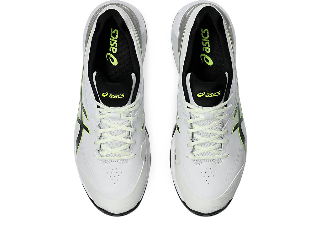 ASICS 350 Not Out White/Black Cricket Shoes with Metal Spikes - Professional Cricket Footwear for Matches & Training