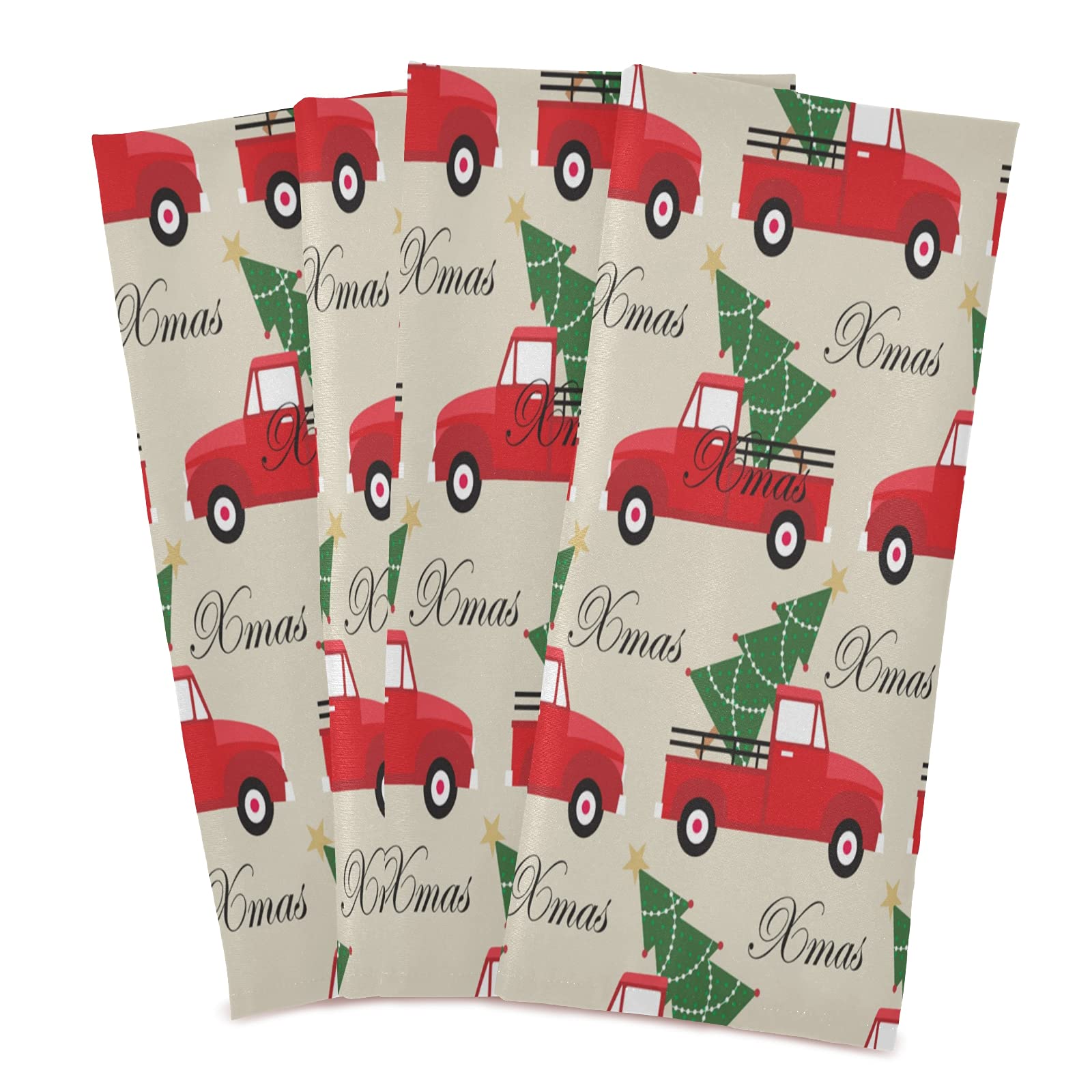 ALAZA Merry Christmas Truck Tree Kitchen Towels - Super Absorbent Soft Dish Bar Tea Towel Dishcloths (18 x 28 inches, 1 Pack) - Perfect for Holiday Decor, Dish Drying & Kitchen Cleaning