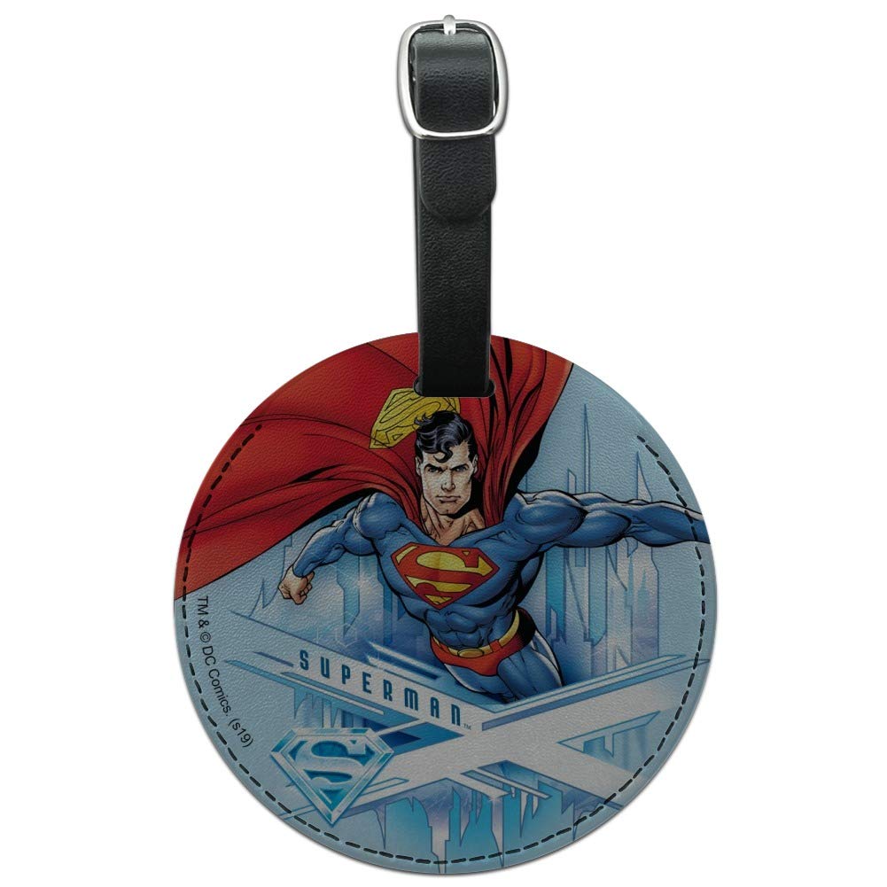 Superman Solitude Round Leather Luggage Tag - Durable Carry-On ID Tag for Suitcases & Travel Bags - Perfect for Airports, Business Trips & Vacation Travel Accessories