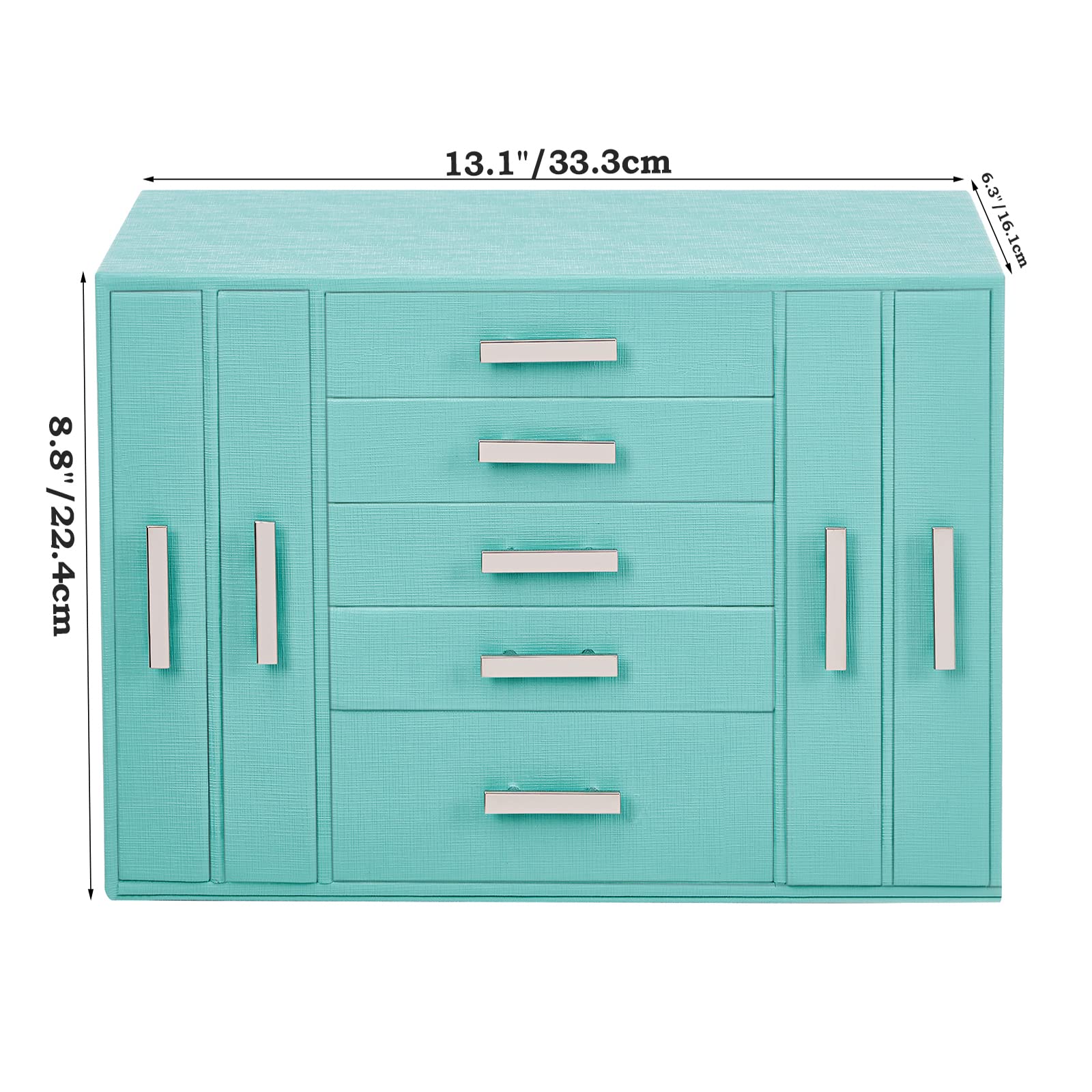 ANWBROAD Large Green Jewelry Box Organizer for Women - Earrings, Necklaces, Bracelets Storage | Perfect for Travel & Home Use