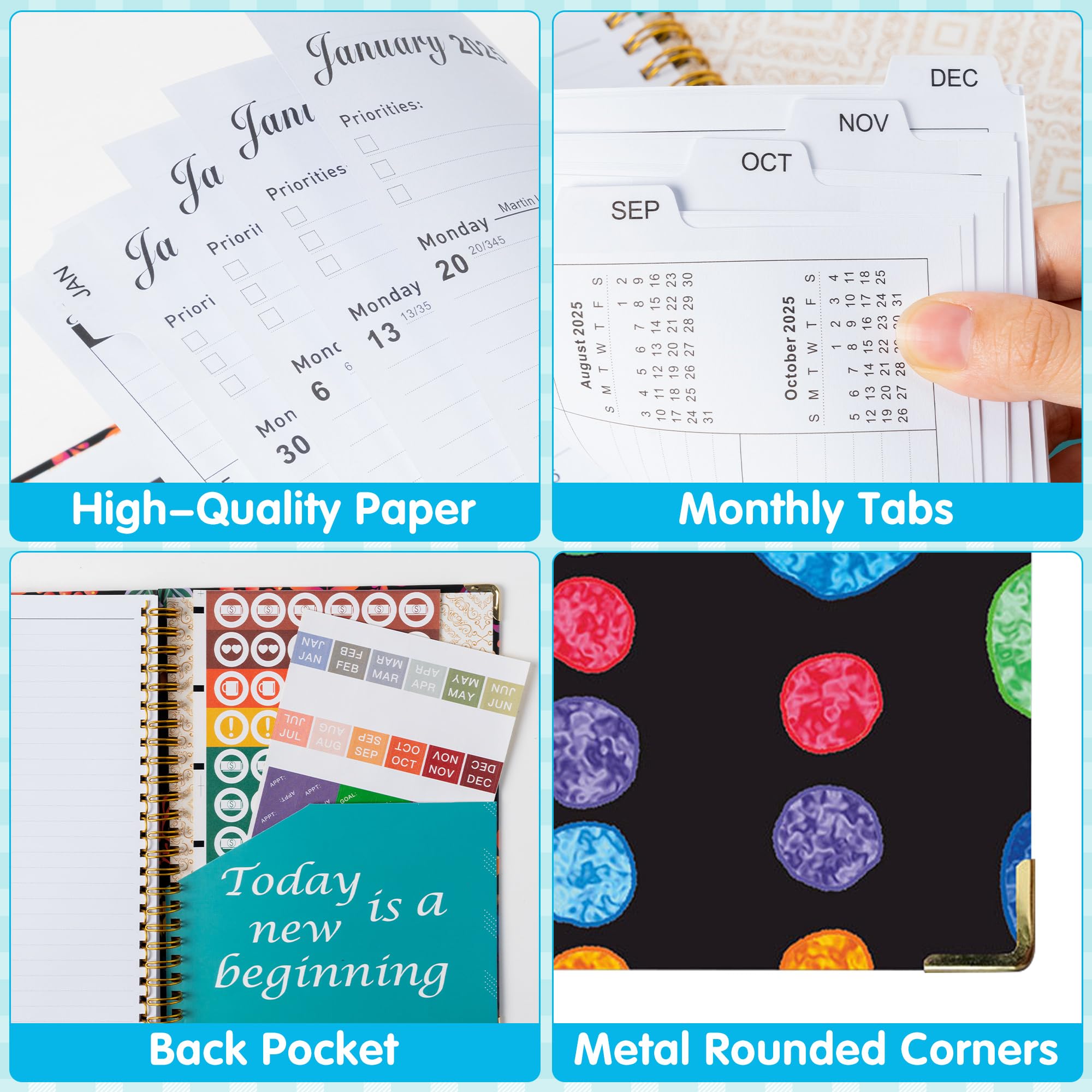2025 Planner Gift Set - 12-Month Daily Weekly Monthly Organizer Notebook 8.4