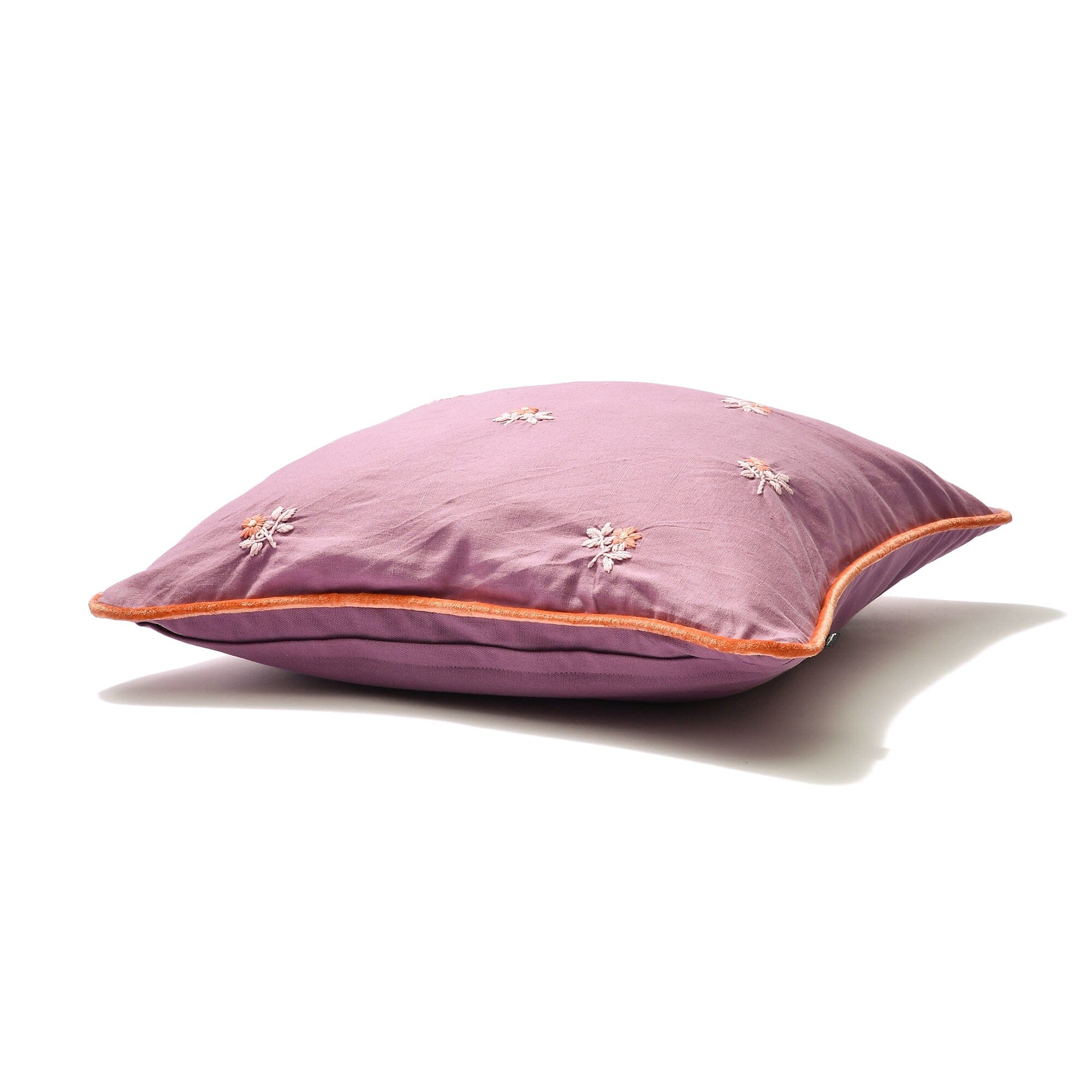 EMB Flower Cushion Cover 18x18 Inches Purple - Decorative Pillow Case for Sofa, Bed, Chair - Soft & Stylish Home Decor Accessory