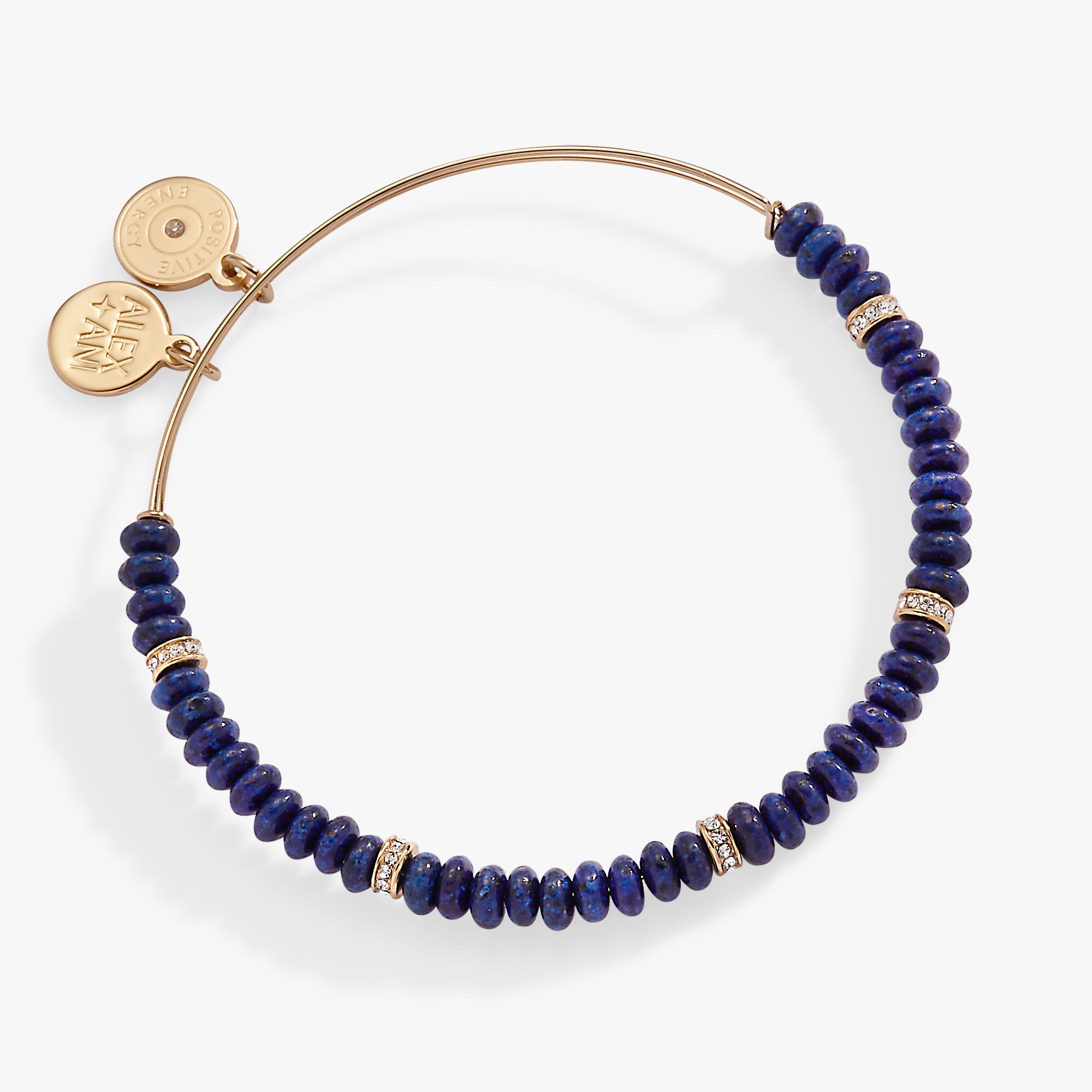 Blue Semi Precious Rondelle Beaded Bangle Bracelet - Natural Stone Jewelry for Women - Perfect for Boho Style, Casual Wear & Special Occasions