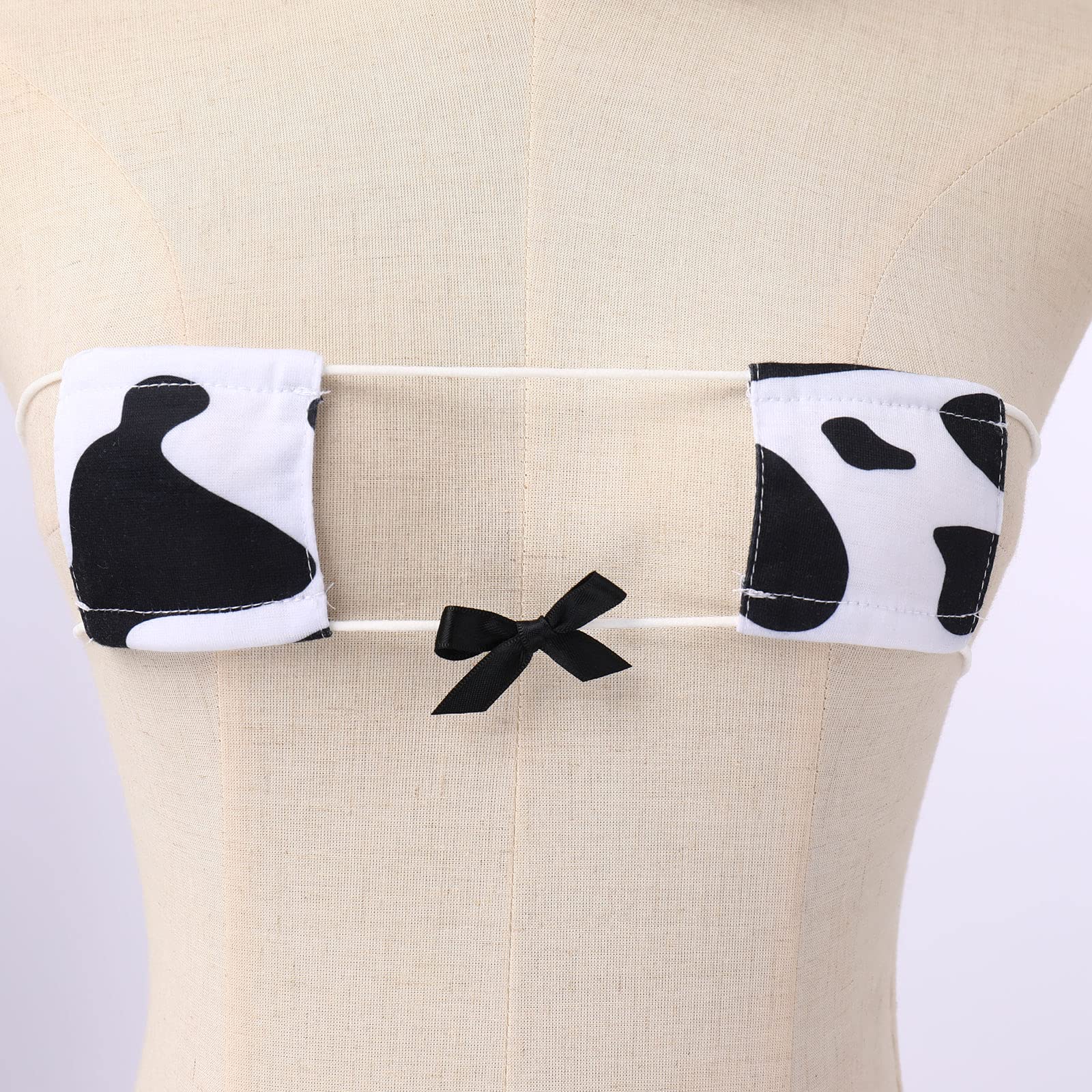 IMEKIS Women's Sexy Anime Cow Maid Costume Set - Lolita Japanese Cosplay Teddy Lingerie with Mini Bikini Bra & Kawaii Underwear Outfit for Halloween, Cosplay Parties & Roleplay
