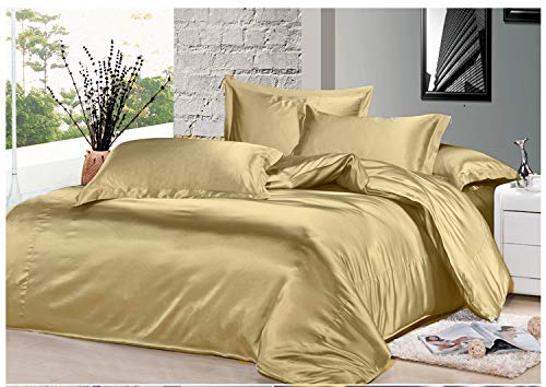 Luxury 100% Silk 4-Piece Bed Sheet Set - Deep Pocket Fitted Sheet (Fits 15-18
