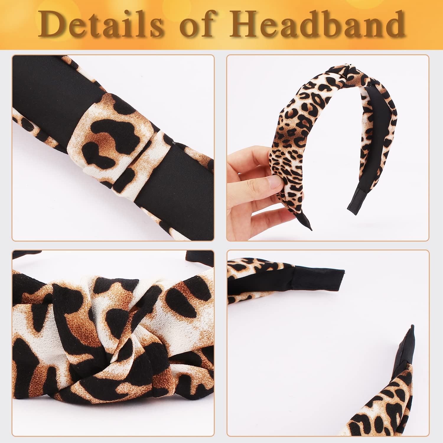 TOBATOBA Leopard Print Hairband for Women - 3PCS Cheetah Print Knotted Headbands, Fashion Hair Accessories for Women & Girls | Perfect for Workouts, Yoga, Parties & Everyday Style