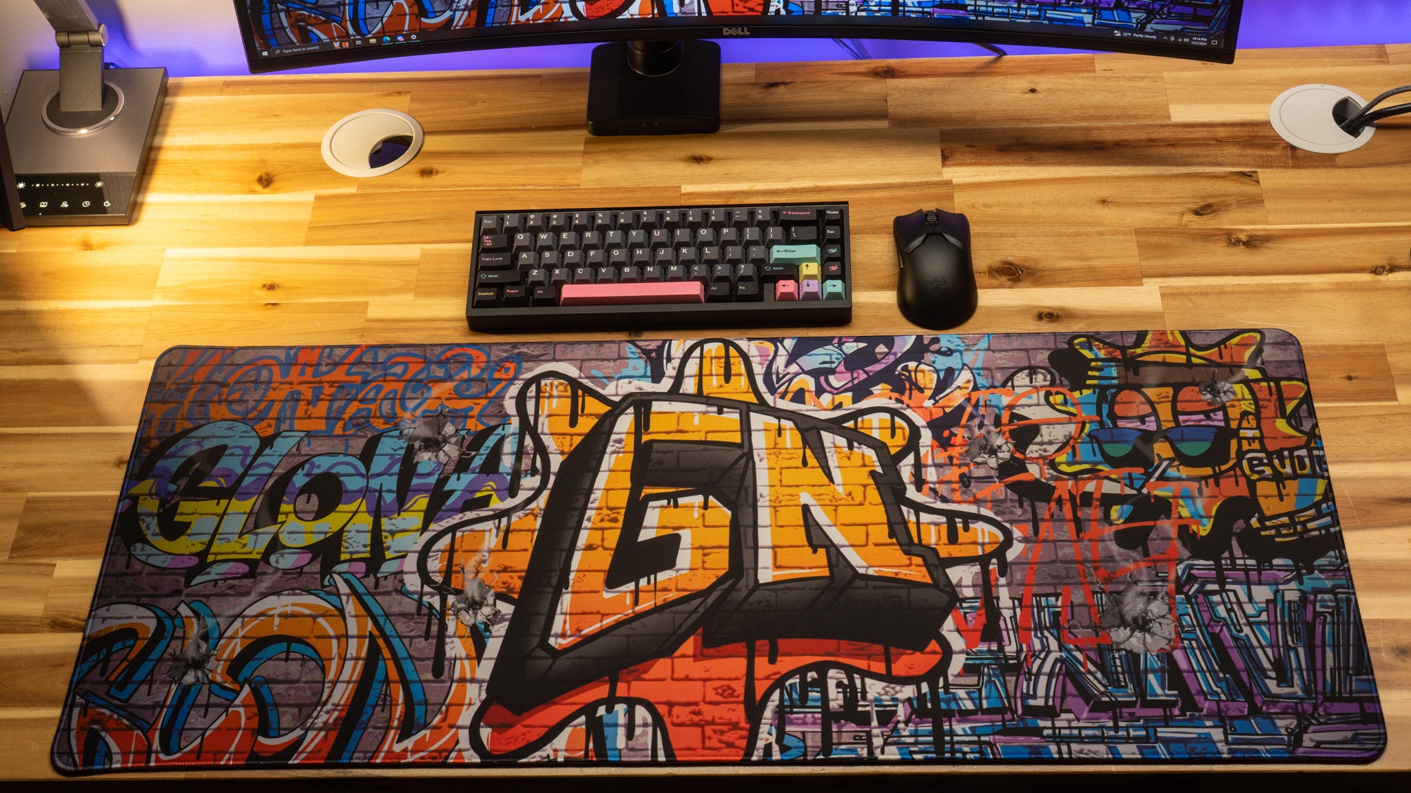 Glo Navy Graffiti Gaming Mouse Pad - Large Non-Slip Desk Mat for PC, Mac & Laptop - Perfect for Gamers, Content Creators & Office Work