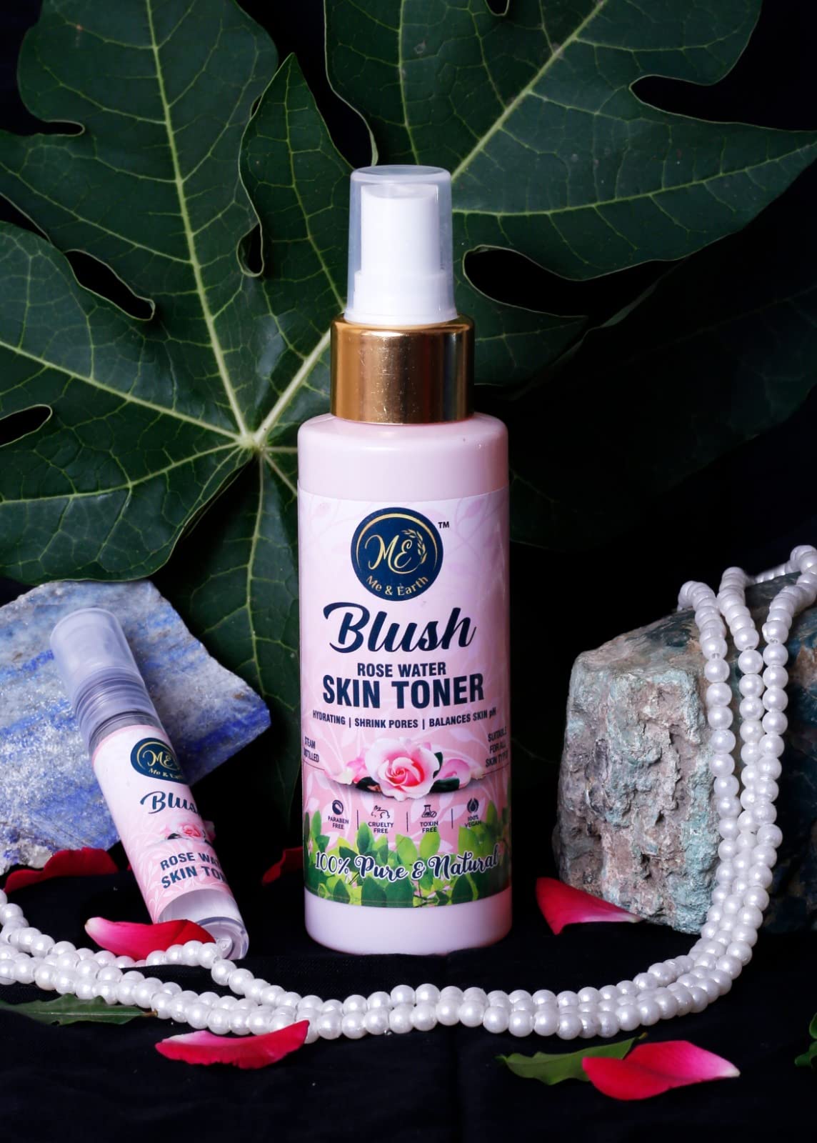 Me And Earth Rose Water Toner Spray for Oily Skin & Pore Minimizing | 100ml Hydrating Facial Mist with Gulab Jal for Skin Tightening & Glow | Perfect for Daily Skincare Routine & On-the-Go Refreshment