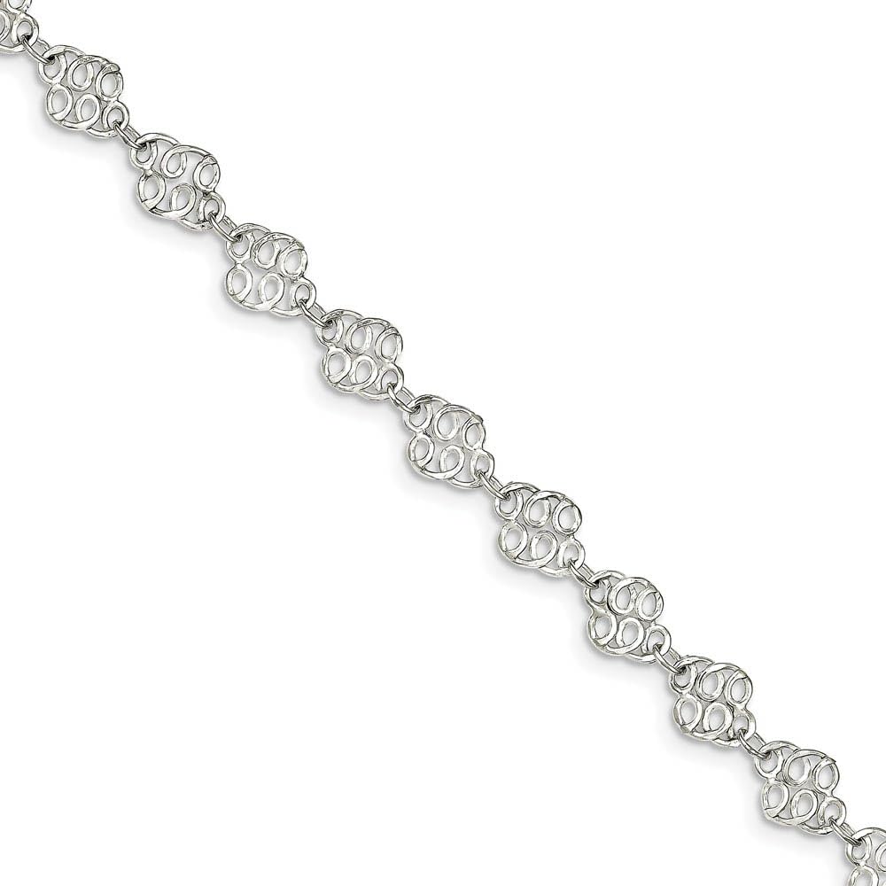Elegant Black Bow Sterling Silver Filigree Swirl Link Anklet Bracelet for Women - Perfect for Parties, Weddings & Everyday Wear