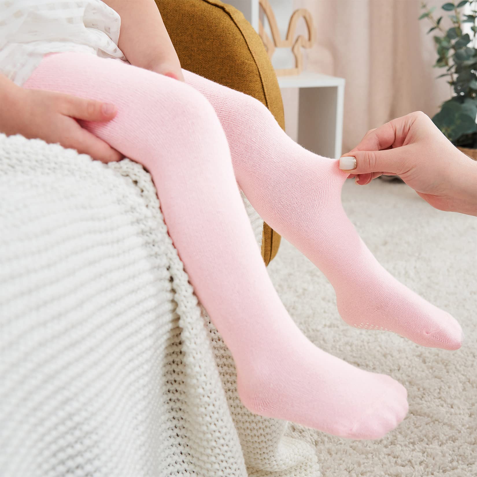Century Star Non-Slip Baby Tights for Toddlers & Infants - Soft Cotton Leggings for Girls 0-24 Months | Perfect for Playtime, Daycare & Family Outings