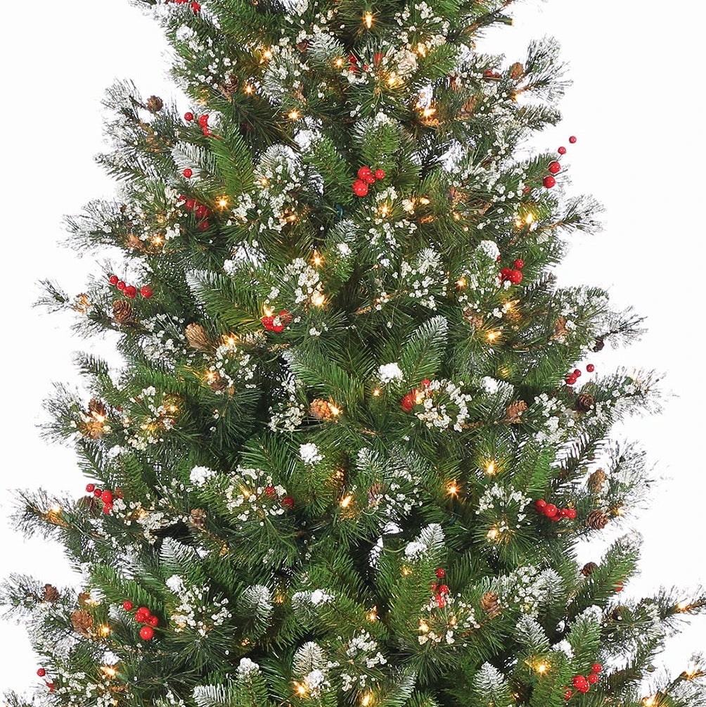 7.5 Foot Windsor Glazier Pine Artificial Christmas Tree with Dual LED Lights - Perfect for Holiday Home Decor, Office, and Party Decoration
