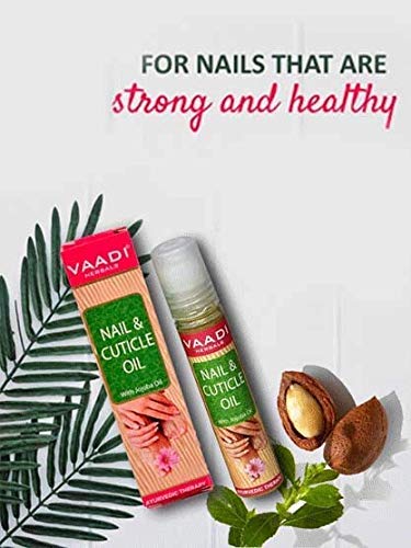 Vaadi Herbals Nail and Cuticle Oil with Jojoba Oil - 10ml Natural Nail Strengthener & Moisturizer for Healthy Nails - Perfect for Manicures, Dry Cuticles & Nail Care Routine