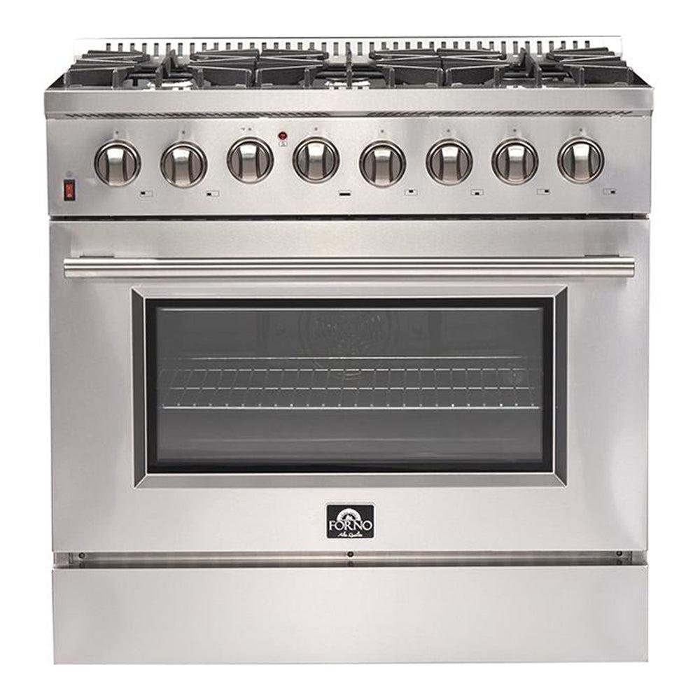 Forno Galiano Gold Professional 36-Inch 5.36 cu. ft. Freestanding Dual Fuel Range - Gas Stove & Electric Oven in Stainless Steel (FFSGS6156 36) | Perfect for Home Chefs & Modern Kitchens
