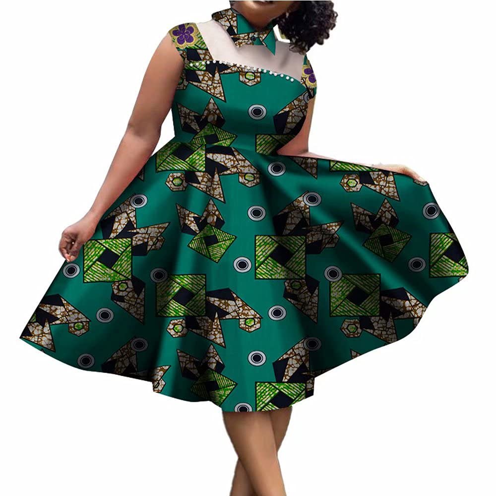 Stylish Plus Size African Dashiki Dress for Women - Bazin Turndown Collar Summer Fashion | Perfect for Parties, Weddings & Cultural Events