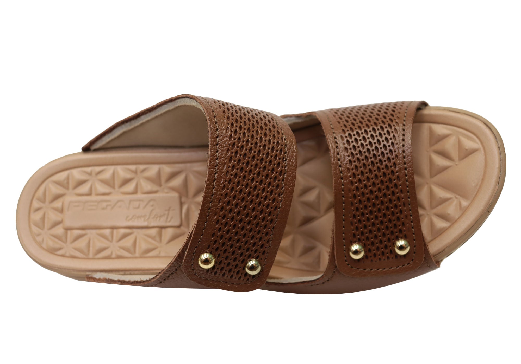 Pegada Mya Women's Comfortable Leather Slides Sandals - Handmade in Brazil - Perfect for Beach, Pool & Summer Casual Wear