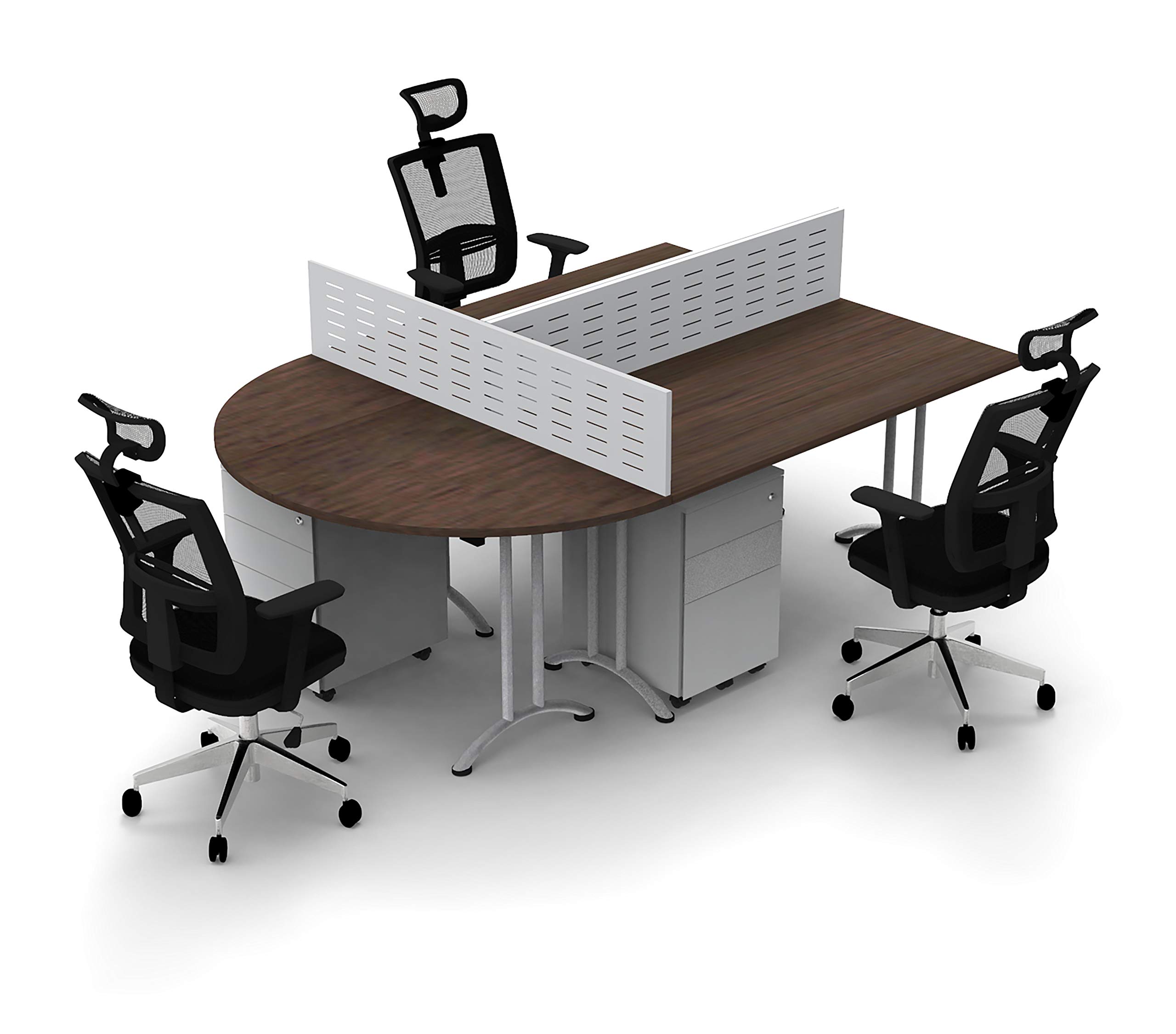 3-Person Office Workstation - Compact Java Color Conference Table Set with 12pc Group (Includes Tables, Chairs, Screens & Files) for Team Collaboration, Meetings & Seminars - Space-Saving Foldable Design for Small Offices & Conference Rooms